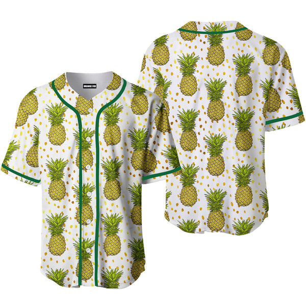 Pineapple Tropical Seamless Pattern And Gold Dots Baseball Jersey For Men & Women FBB1266