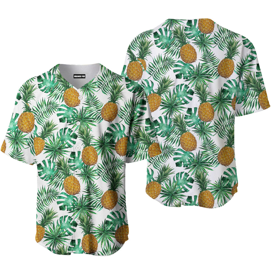 Pineapple And Leaves Seamless Pattern Baseball Jersey For Men & Women FBB1270