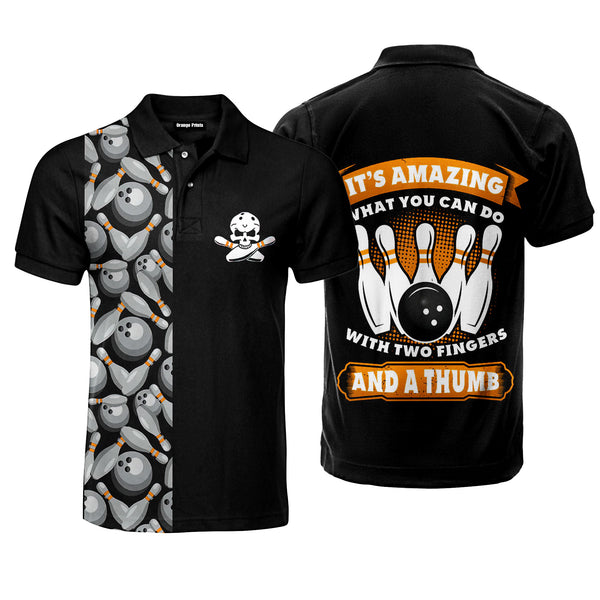 Amazing What You Can Do Black And Orange Bowling Polo Shirt For Men FPM1081