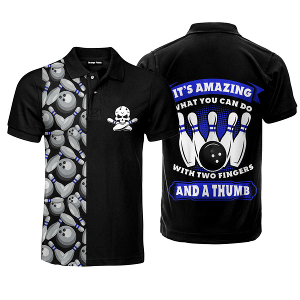 Amazing What You Can Do Black And Blue Bowling Polo Shirt For Men FPM1082