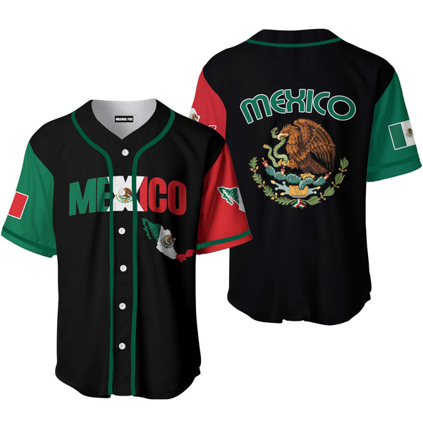 Green Red Mexico Mexican Flag Baseball Jersey For Men & Women