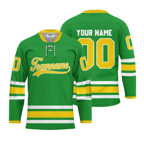 Custom Green Ducks Lace Neck Hockey Jersey For Men & Women