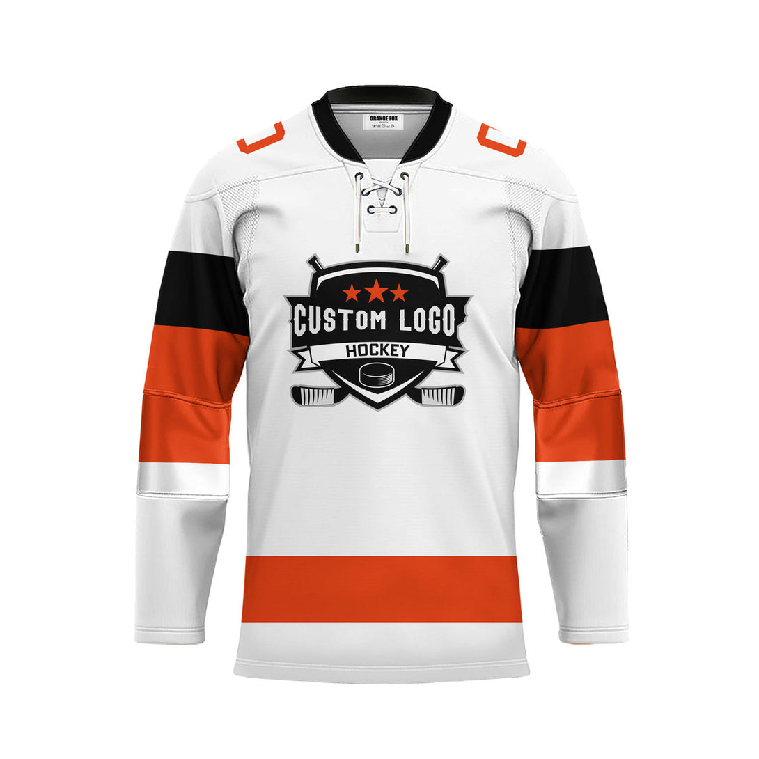 Custom Orange Philadelphia Stadium Lace Neck Hockey Jersey For Men & Women