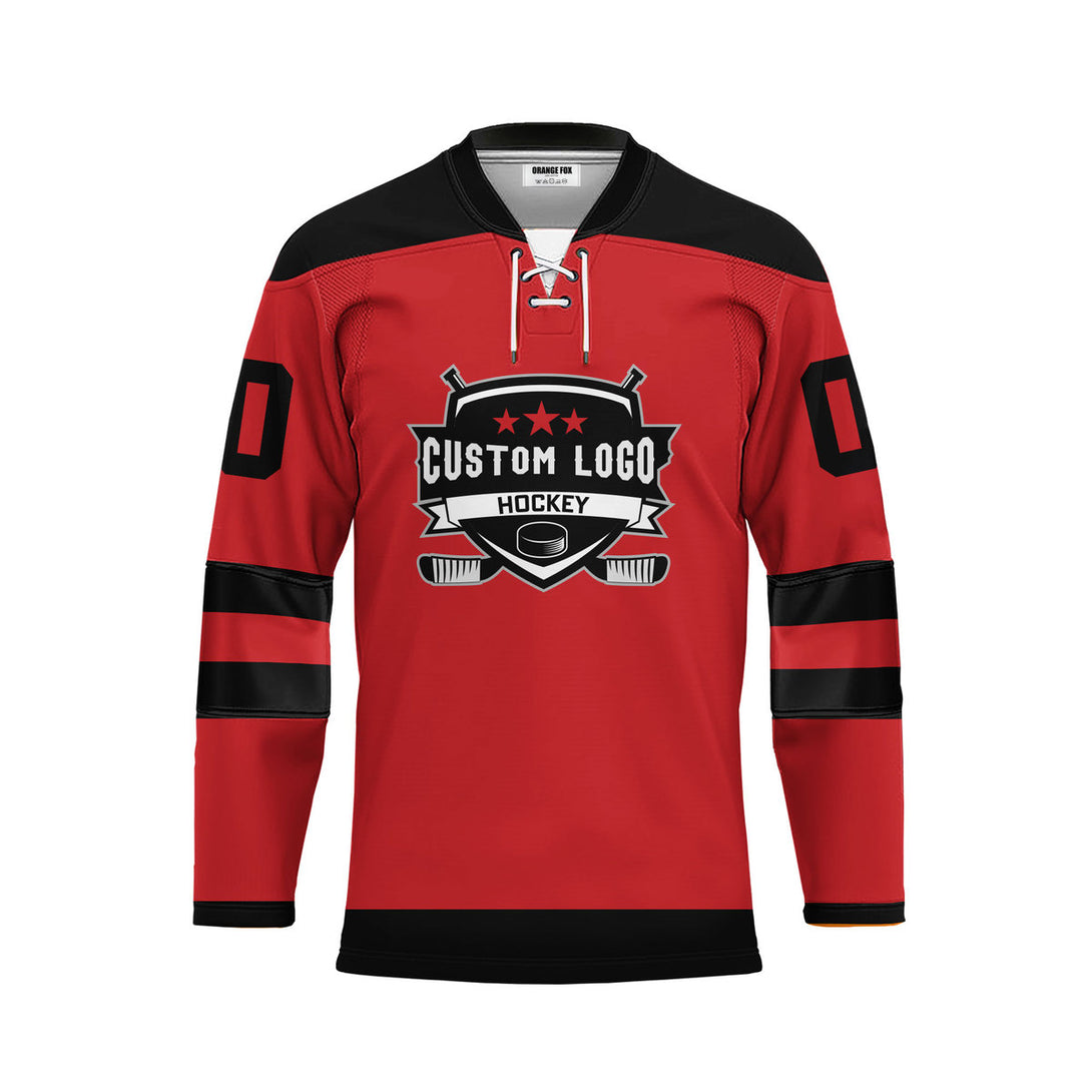 Custom Red New Jersey Lace Neck Hockey Jersey For Men & Women