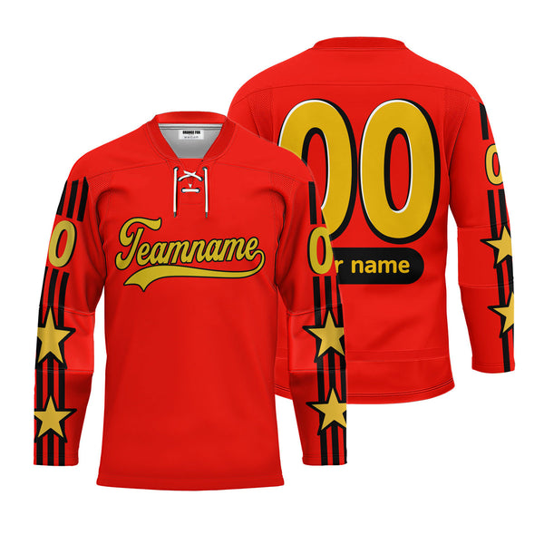 Custom Red All Stars Game Lace Neck Hockey Jersey For Men & Women
