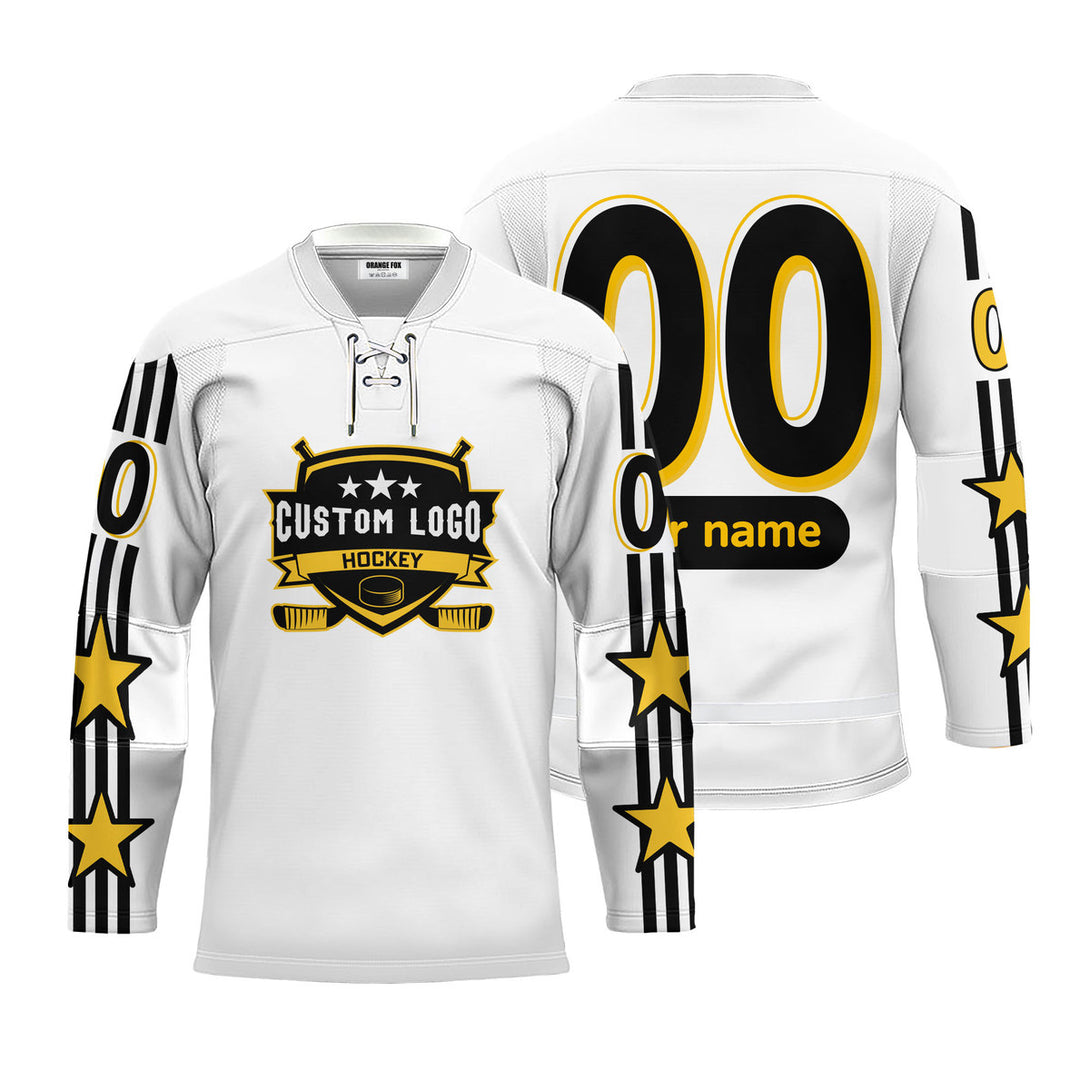 Custom White All Stars Game  Lace Neck Hockey Jersey For Men & Women
