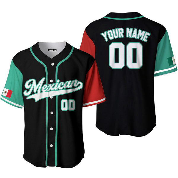 Mexican Flag Black White Green Custom Name Baseball Jerseys For Men & Women
