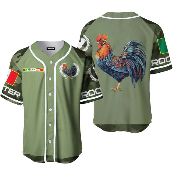 Mexican Rooster Camouflage Mexico Baseball Jersey For Men & Women