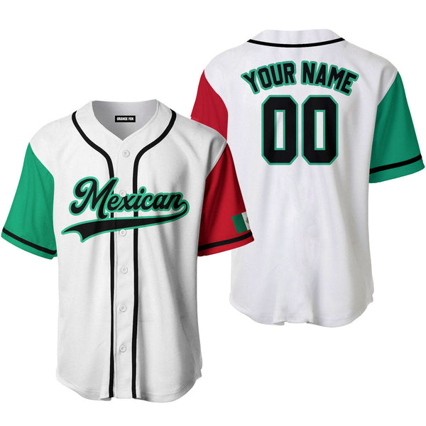 Mexican White Black Green Custom Name Baseball Jerseys For Men & Women
