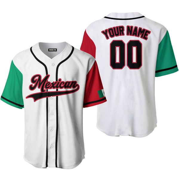 Mexican White Black Red Custom Name Baseball Jerseys For Men & Women