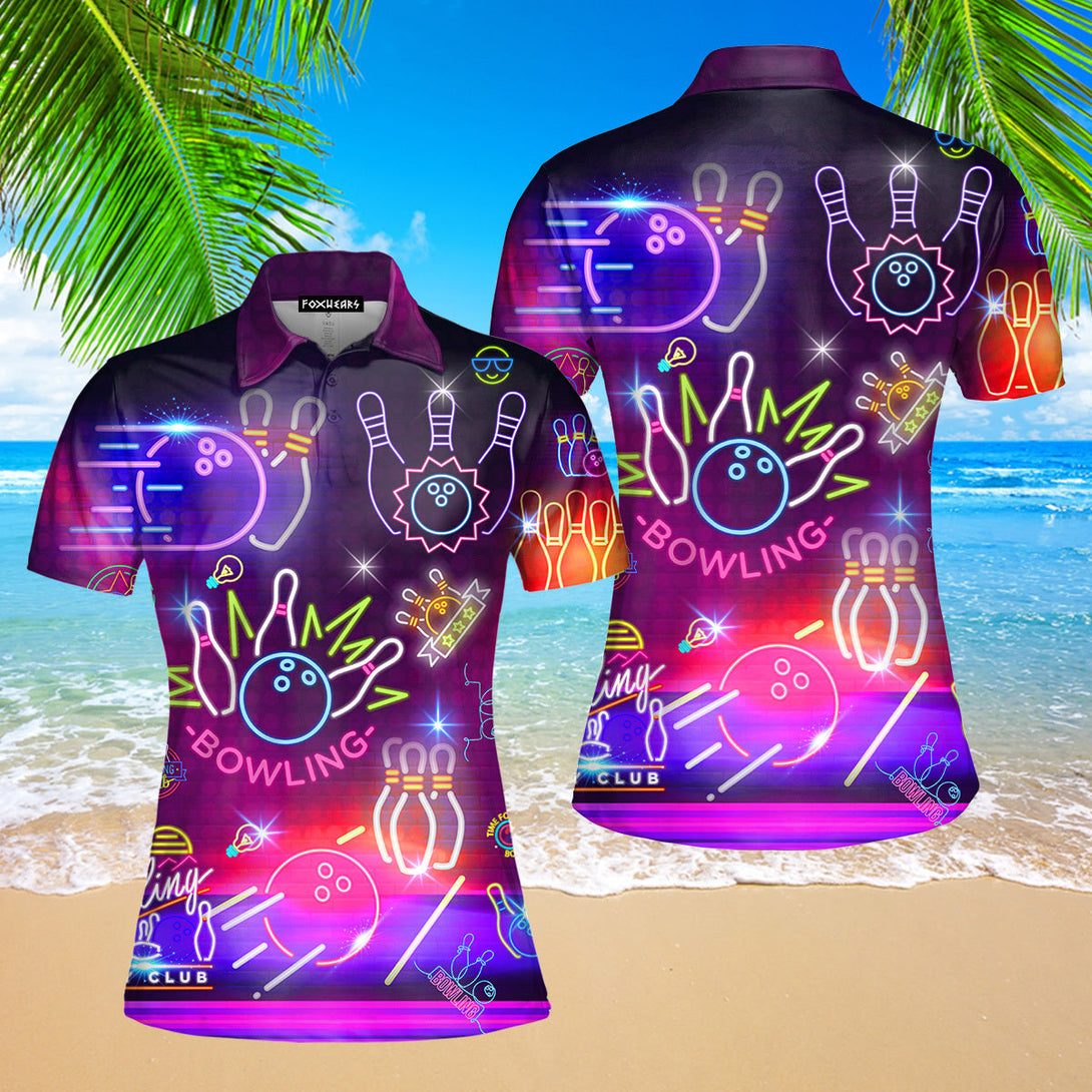 Neon Bowling Club Polo Shirt For Women