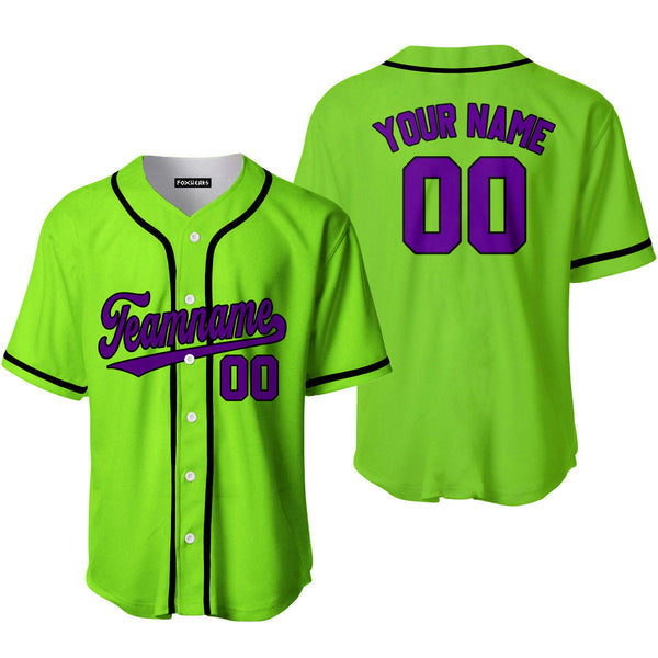 Neon Green Purple Black Custom Baseball Jerseys For Men & Women