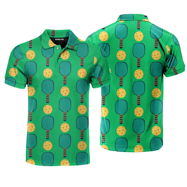 Pickleball Paddles Green Polo Shirt For Men