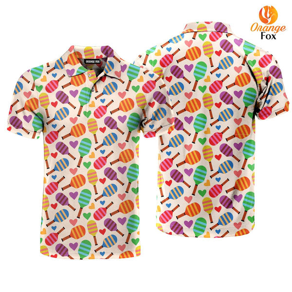 Pickleball Paddles With Hearts Polo Shirt For Men