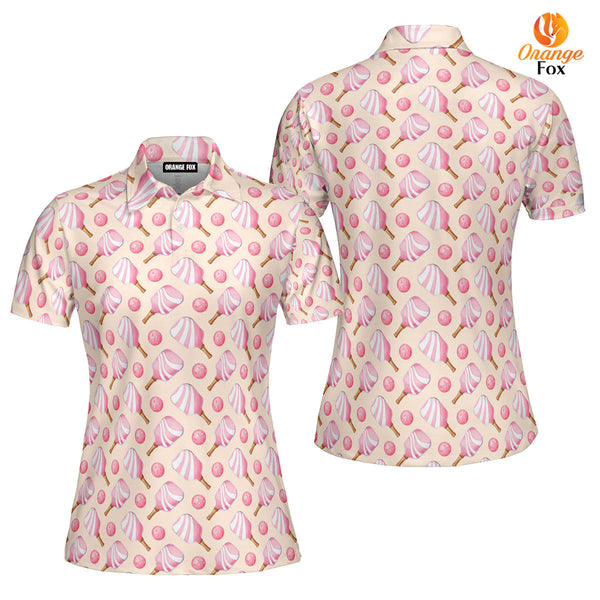 Pink Pickleball Paddles Polo Shirt For Women