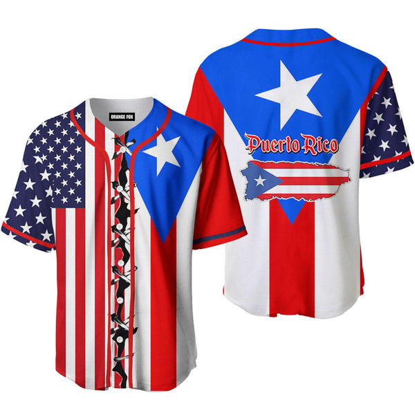 Puerto Rico Flag Baseball Jersey For Men & Women