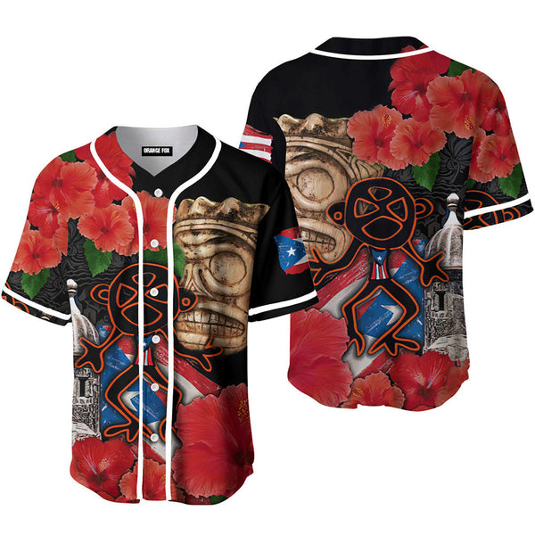 Puerto Rico - Gift For Puerto Rican, Puerto Rico Lovers - Sol Taino With Maga Flower Baseball Jersey For Men & Women