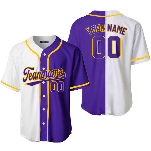 Purple Gold White Split Fashion - Gift for Men & Women - Custom Baseball Jerseys