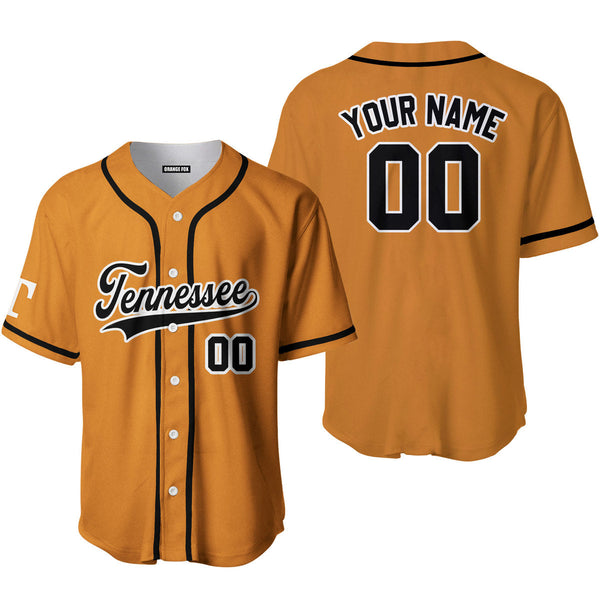 Tennessee Yellow Black White Custom Name Baseball Jerseys For Men & Women