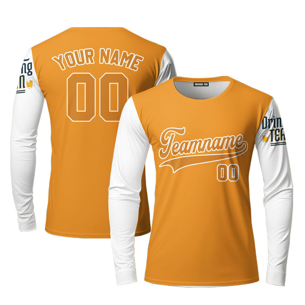 Texas Drinking Teams Yellow White Custom Long Sleeve T-Shirt For Men & Women