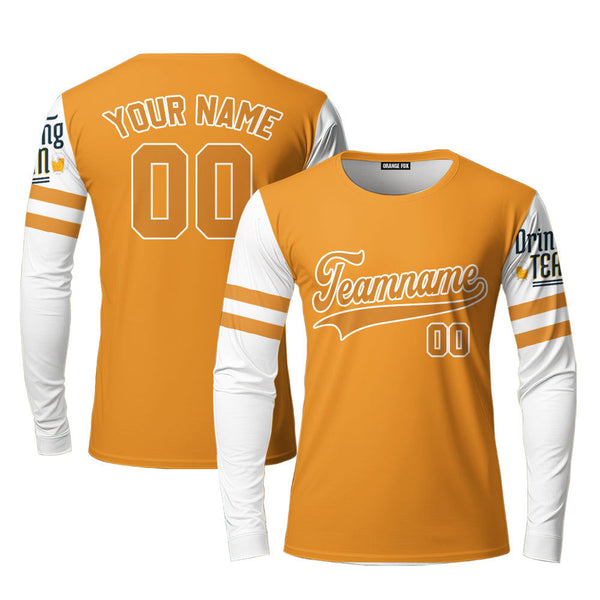 Texas Drinking Teams Yellow White Custom Long Sleeve T-Shirt For Men & Women