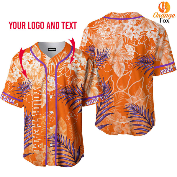 Tigers Baseball Team Orange Floral Custom Name Baseball Jerseys For Men & Women