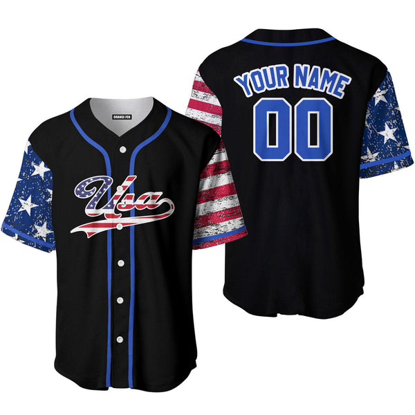 USA Black Blue White Custom Name Baseball Jerseys For Men & Women