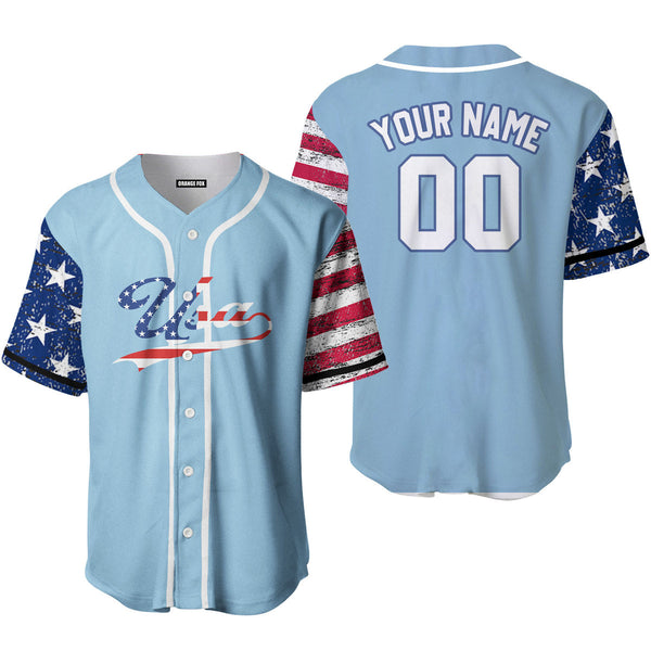 USA Light Blue White Blue Custom Name Baseball Jerseys For Men & Women