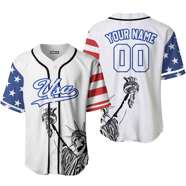 USA Statue of Liberty White Blue Custom Name Baseball Jerseys For Men & Women