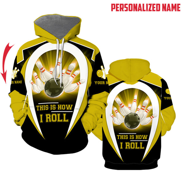 Bowling This Is How I Roll Yellow Custom Name Hoodie For Men & Women
