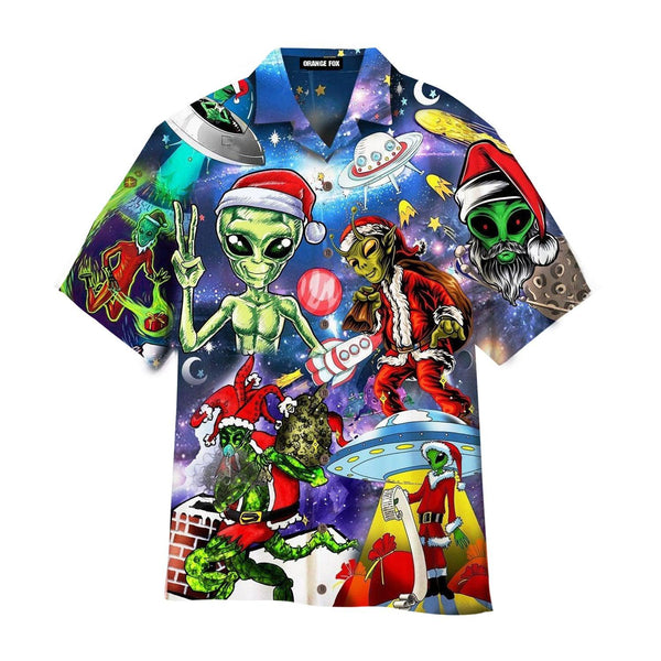 Alien Santas Christmas In The Galaxy Hawaiian Shirt For Men & Women