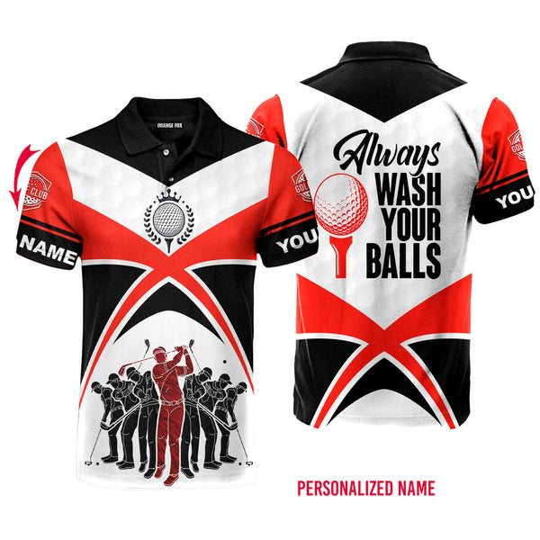 Always Wash Your Balls Red Black Custom Name Polo Shirt For Men & Women NP1048