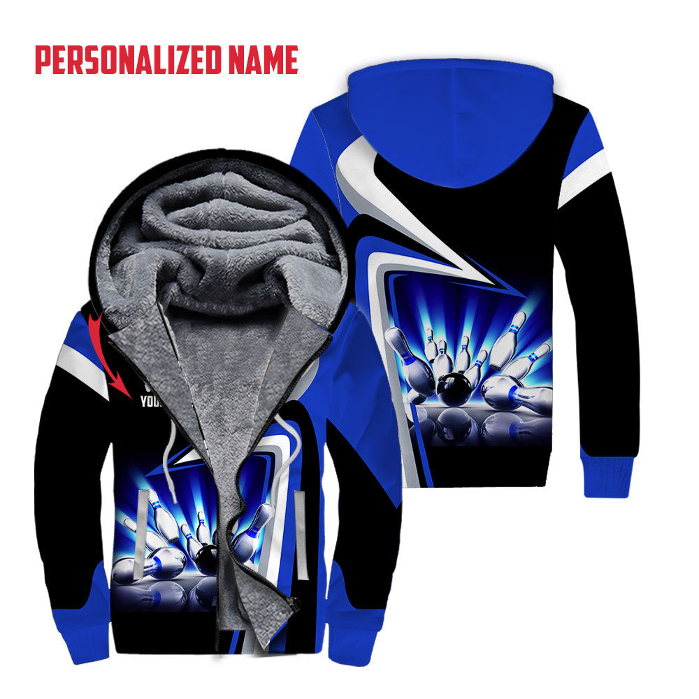 Amazing Bowling Strike Custom Name Fleece Zip Hoodie For Men & Women