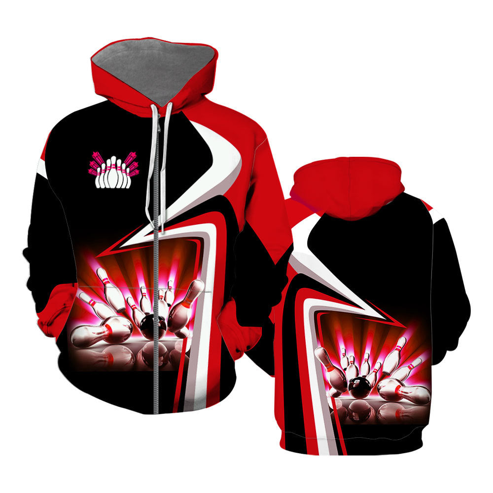 Amazing Bowling Strike Zip Up Hoodie For Men & Women