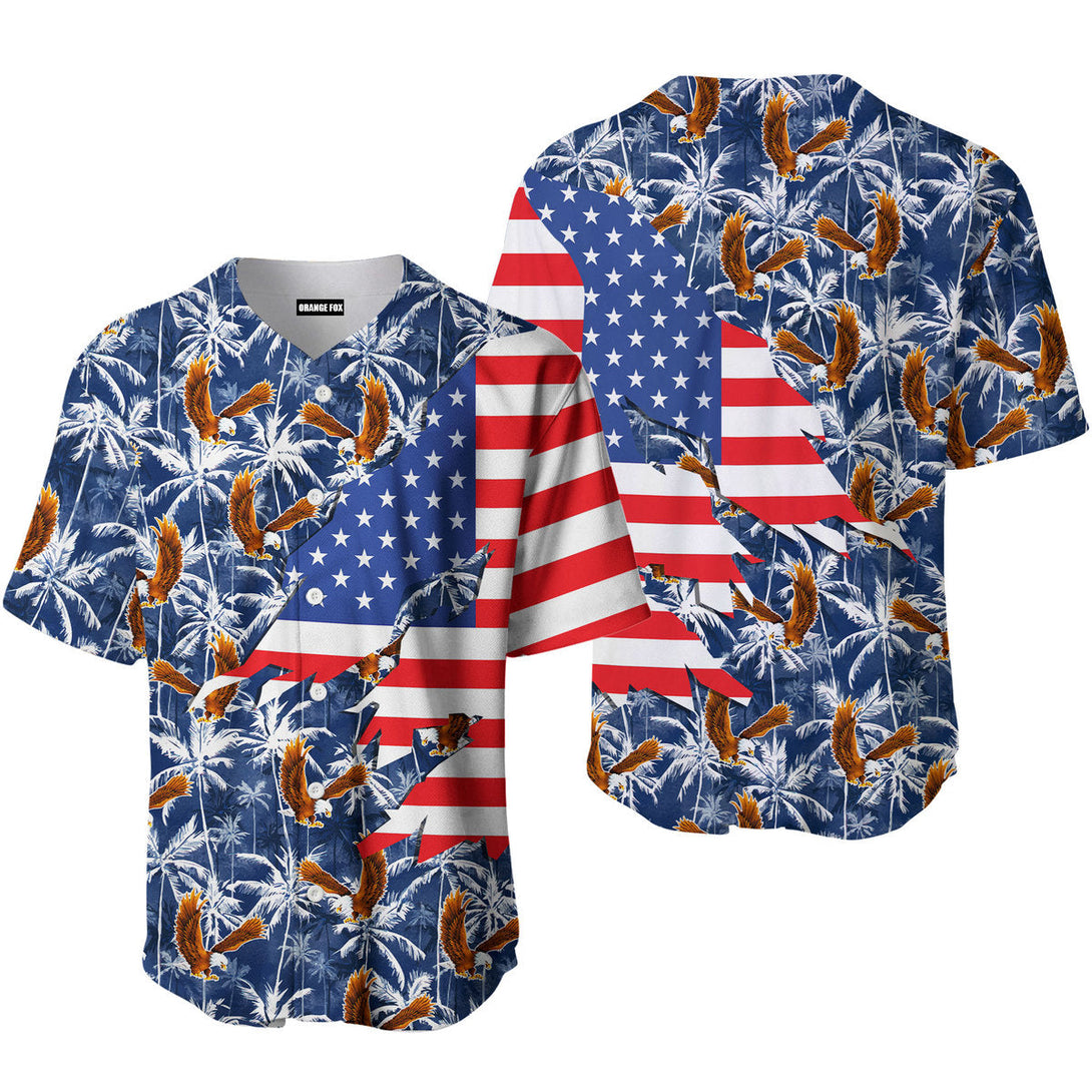 American Flag Eagle Palm Tree Baseball Jersey For Men & Women