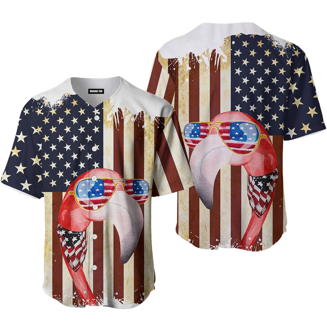 American Flag Flamingo Baseball Jersey For Men & Women