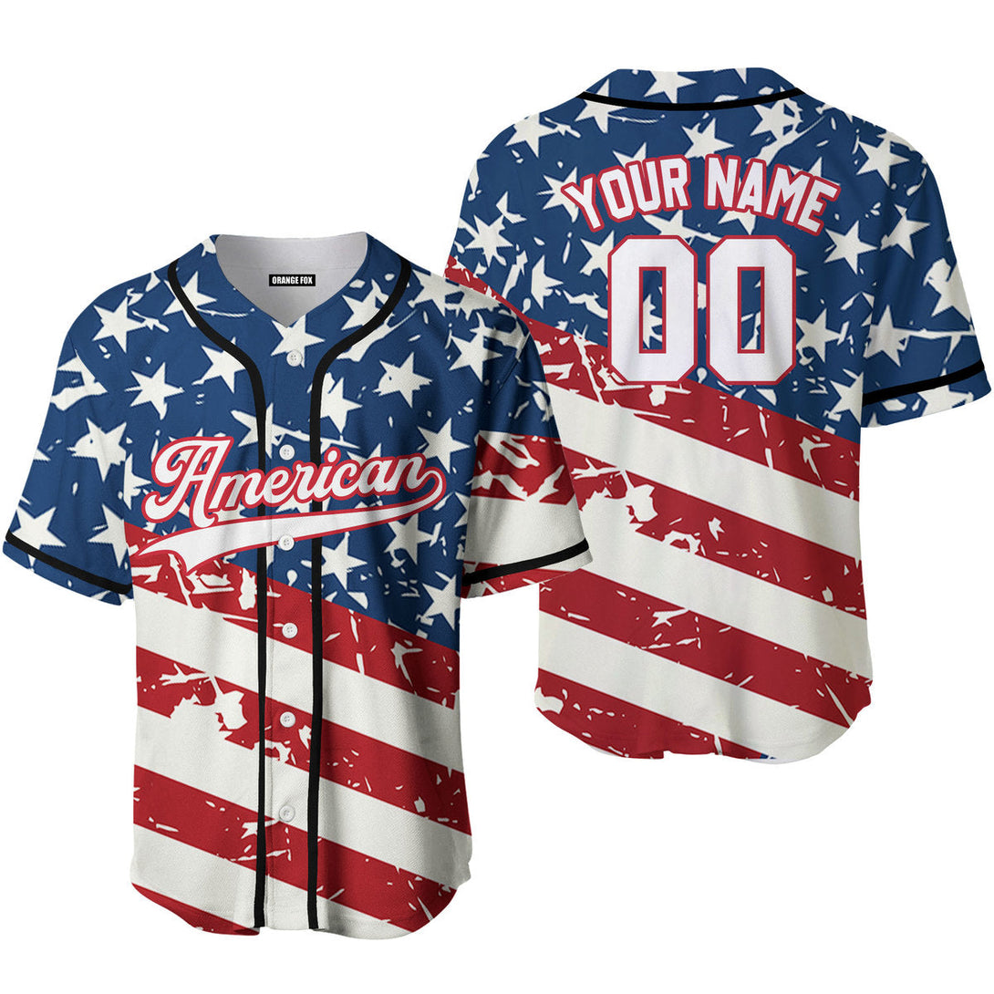 American Flag White Red Custom Name Baseball Jerseys For Men & Women