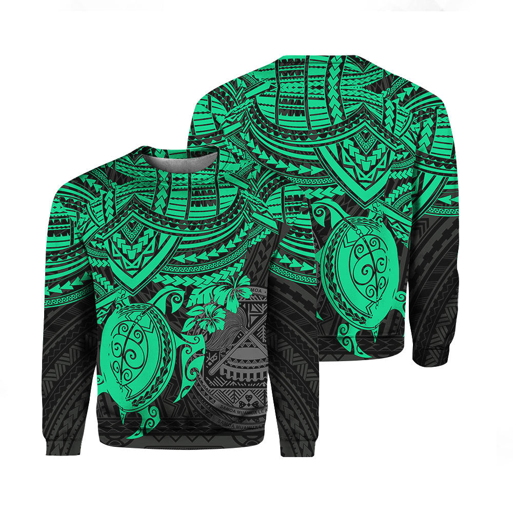 American Samoa Polynesian Green Turtle Crewneck Sweatshirt For Men & Women