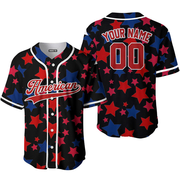 American Stars Black Red White Custom Name Baseball Jerseys For Men & Women