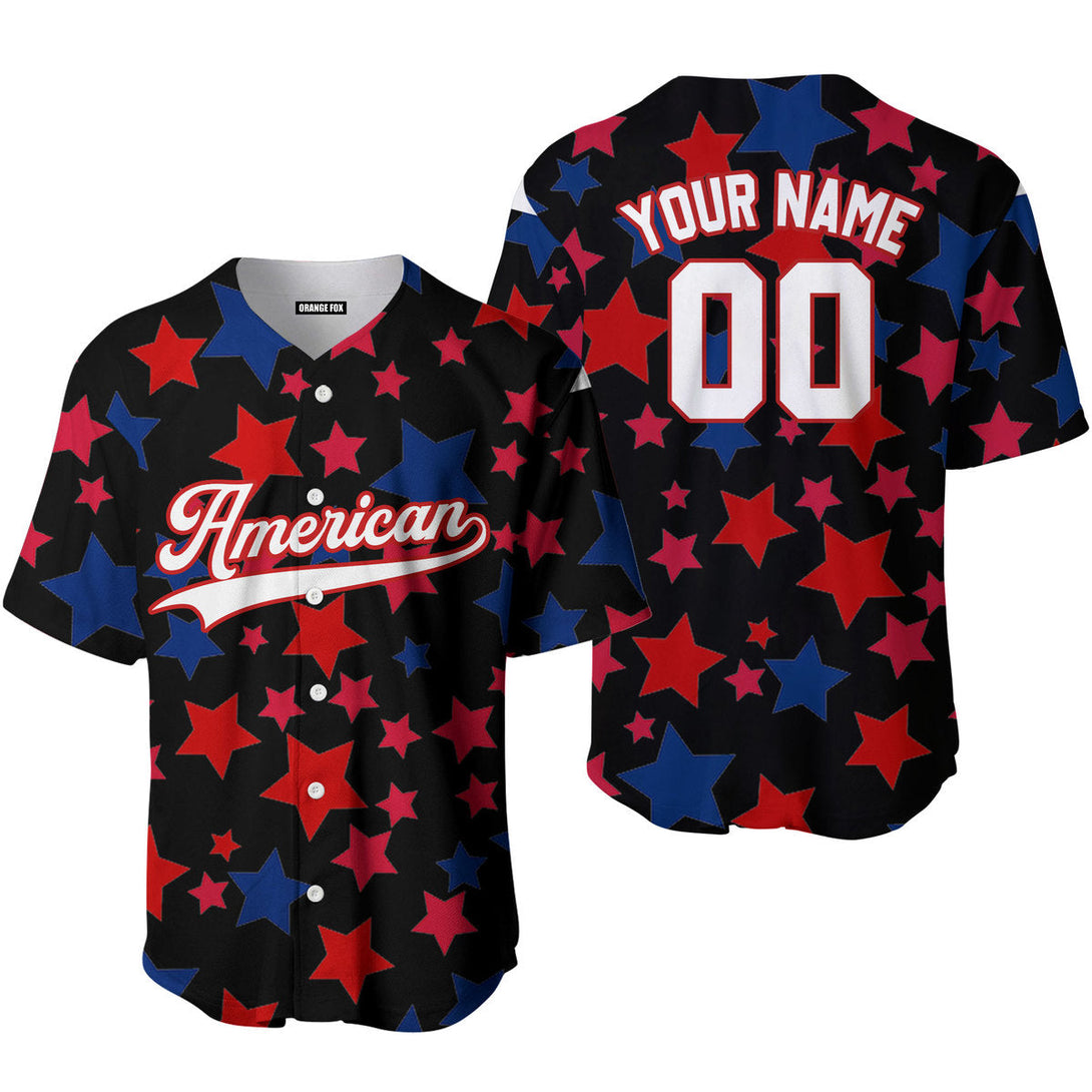 American Stars Black White Red Custom Name Baseball Jerseys For Men & Women