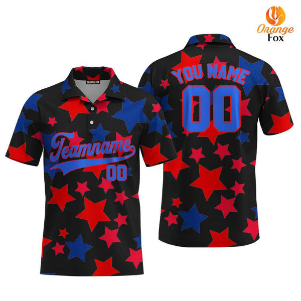 American Stars Blue Red Custom Polo Shirt For Men