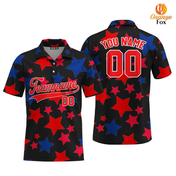 American Stars Red White Custom Polo Shirt For Men