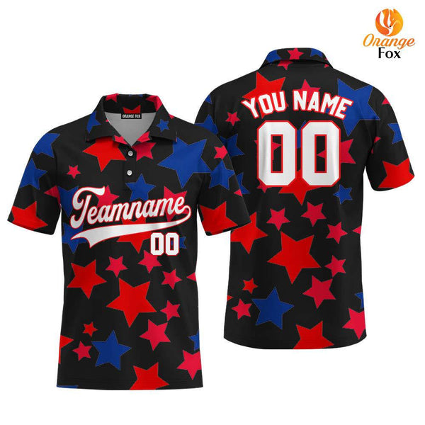 American Stars White Red Custom Polo Shirt For Men