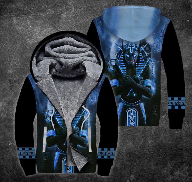 Anubis Blue Fleece Zip Hoodie For Men & Women