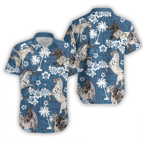 Appaloosa Horse Blue Tribal Hawaiian Shirt For Men & Women