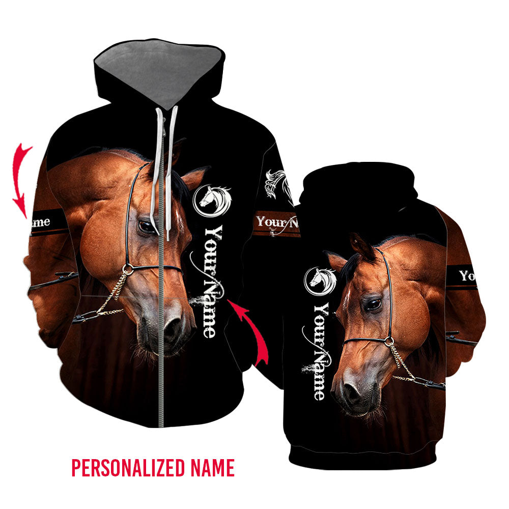 Arabian Horse Custom Name Zip Up Hoodie For Men & Women