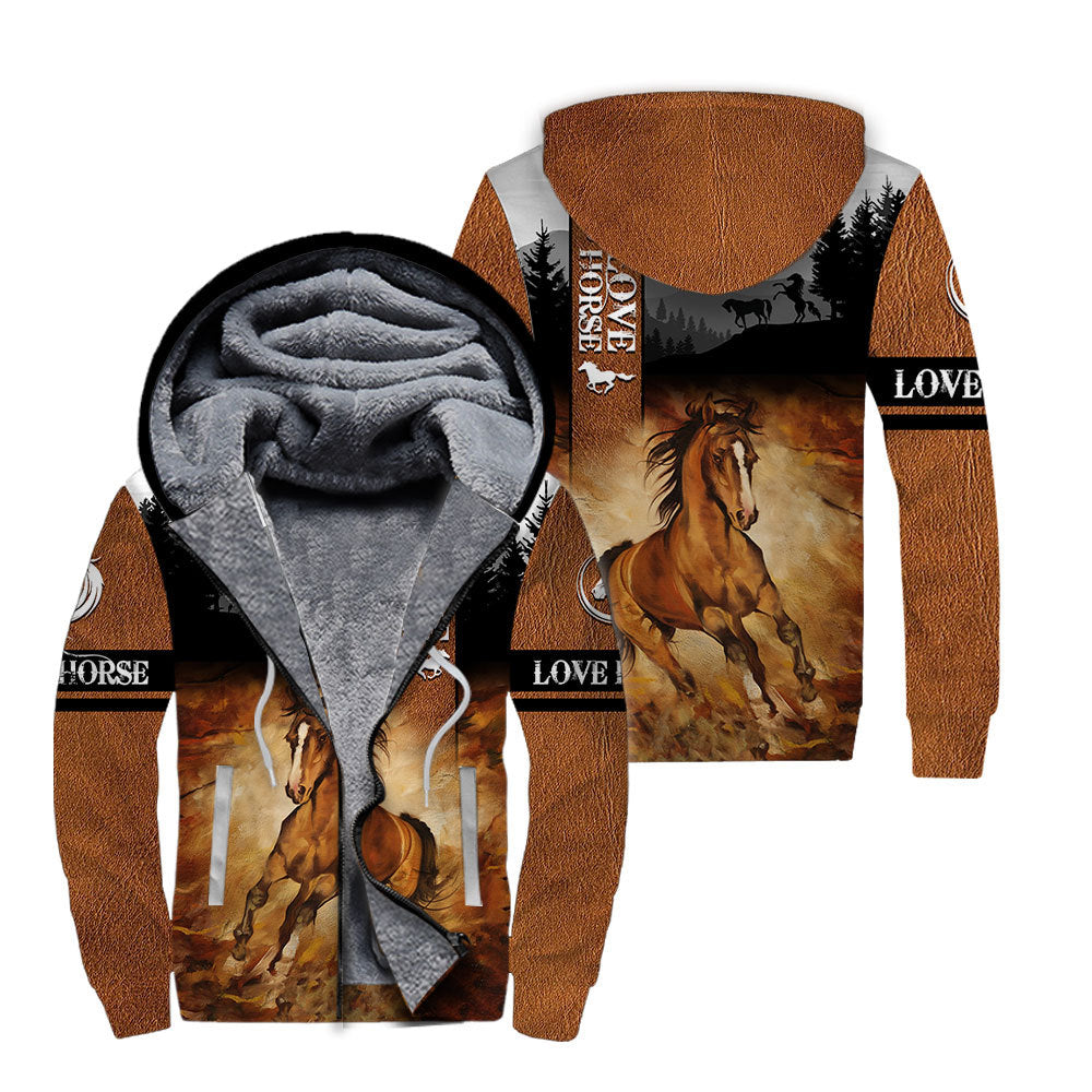 Arabian Horse Fleece Zip Hoodie For Men & Women