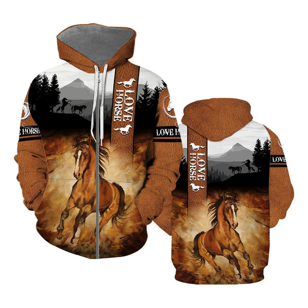 Arabian Horse Zip Up Hoodie For Men & Women