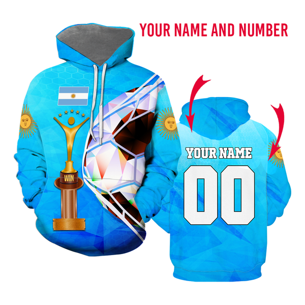 Argentina Football World Cup Custom Name Hoodie For Men & Women