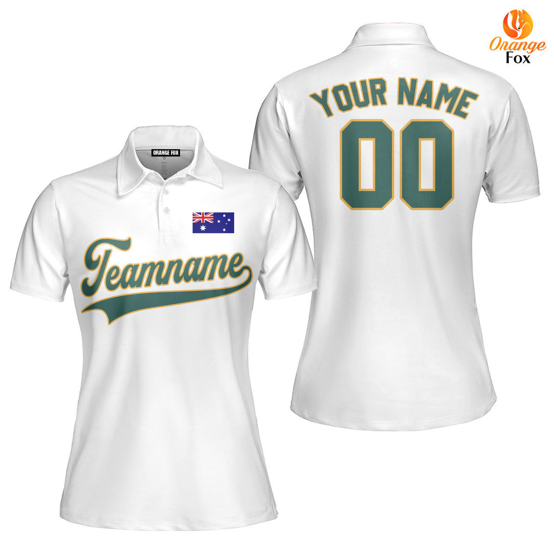 Australia Australian Flag White Green Yellow Custom Polo Shirt For Women